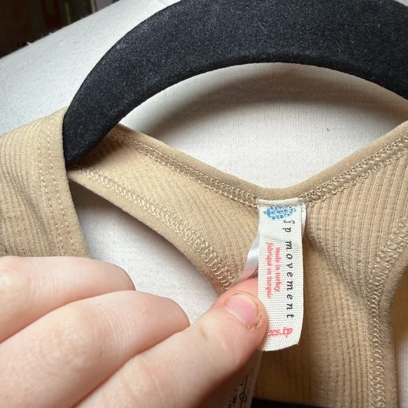 Tan Ribbed Racerback Crop Top - Picture 3 of 3